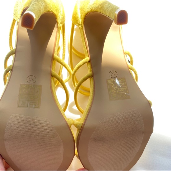 Fashion Nova yellow straps heels suede size 10 - Picture 4 of 10